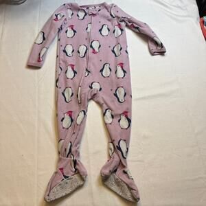 Child of Mine By Carter's Winter Penguin Pink Footie Pajamas Size 2T
